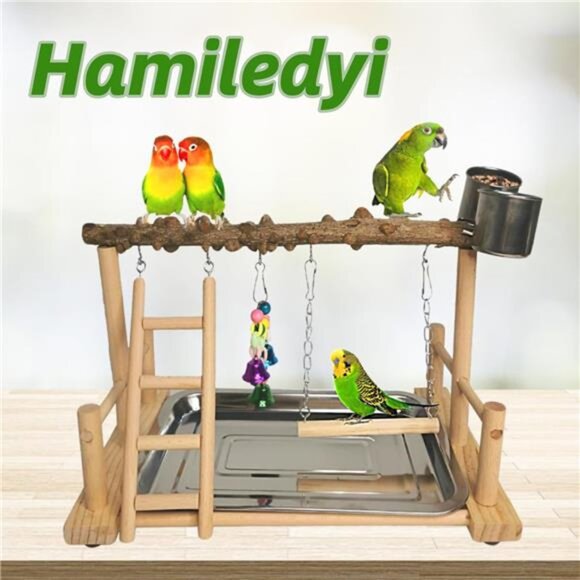 Parrot Playground Bird Playstand Wood Exercise Play Perch Exercise Gym Ladder - Picture 2 of 7